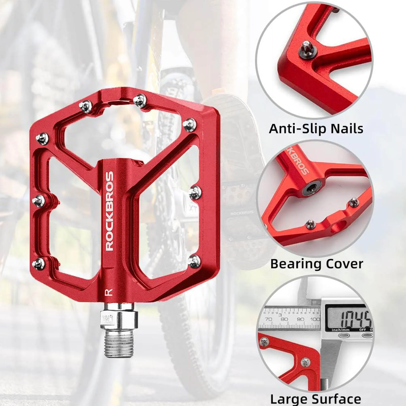ROCKBROS Ultra Lightweight Flat Bike Pedals in Various Colours (Pair) - Image 24