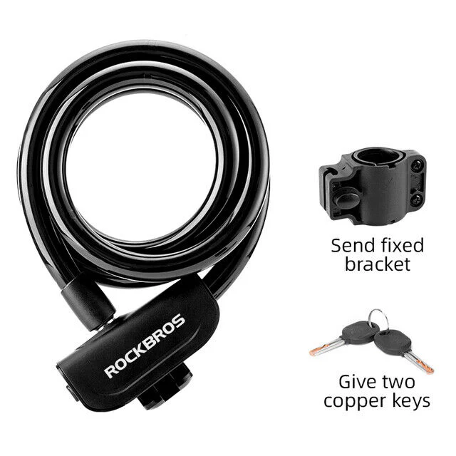ROCKBROS MTB Bicycle Bike Cable Lock With Bracket 1.1M - Image 3