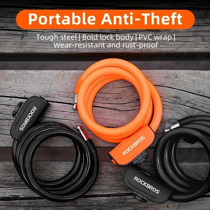 ROCKBROS MTB Bicycle Bike Cable Lock With Bracket 1.1M - Image 6