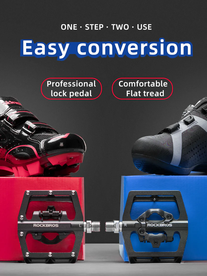 ROCKBROS Multi-Function Clipless Flat Bike Pedals in Black (Pair) - Image 3