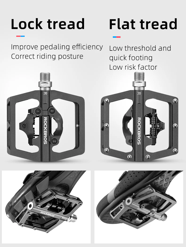 ROCKBROS Multi-Function Clipless Flat Bike Pedals in Black (Pair) - Image 5