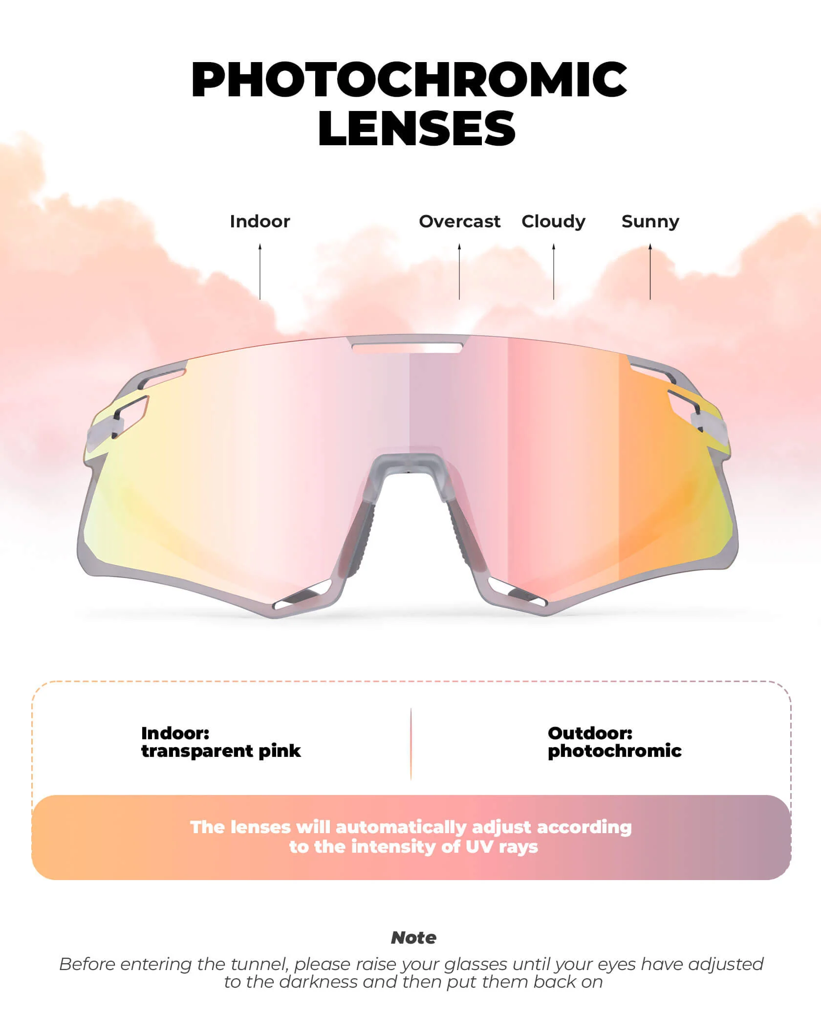 ROCKBROS Photochromic Cycling Sunglasses Golf Hiking Sports Glasses UV400 - Image 15