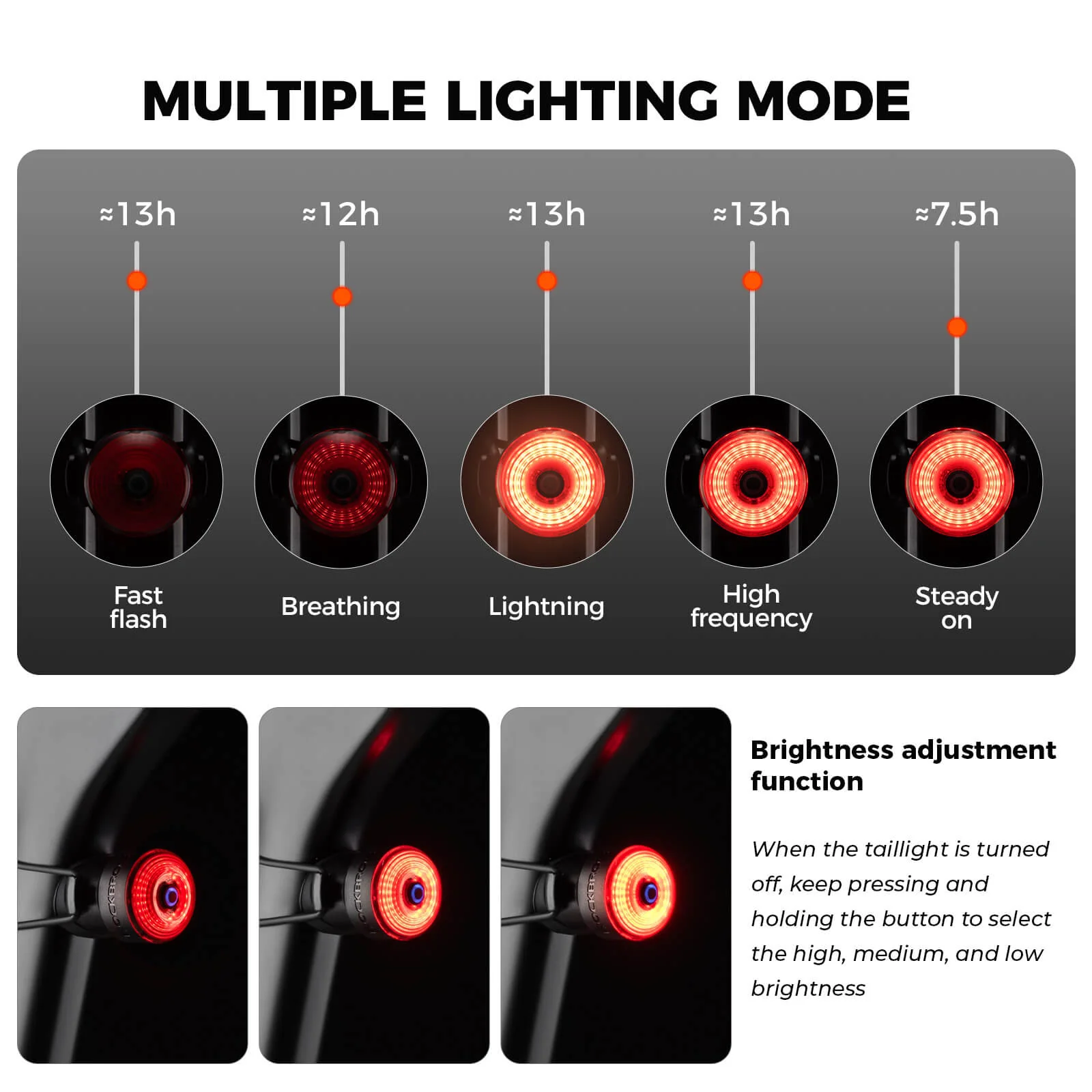ROCKBROS R0 Smart Brake-Sensing Waterproof Tail Handle Plug Light Auto Sync - Image 4