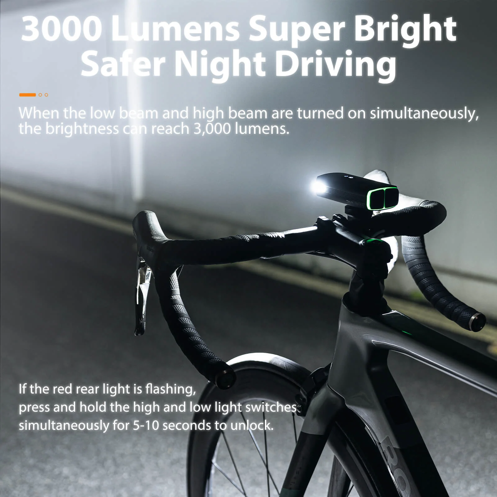 Bike Front Light 3000LM Waterproof USB Rechargeable Power Bank - Image 2