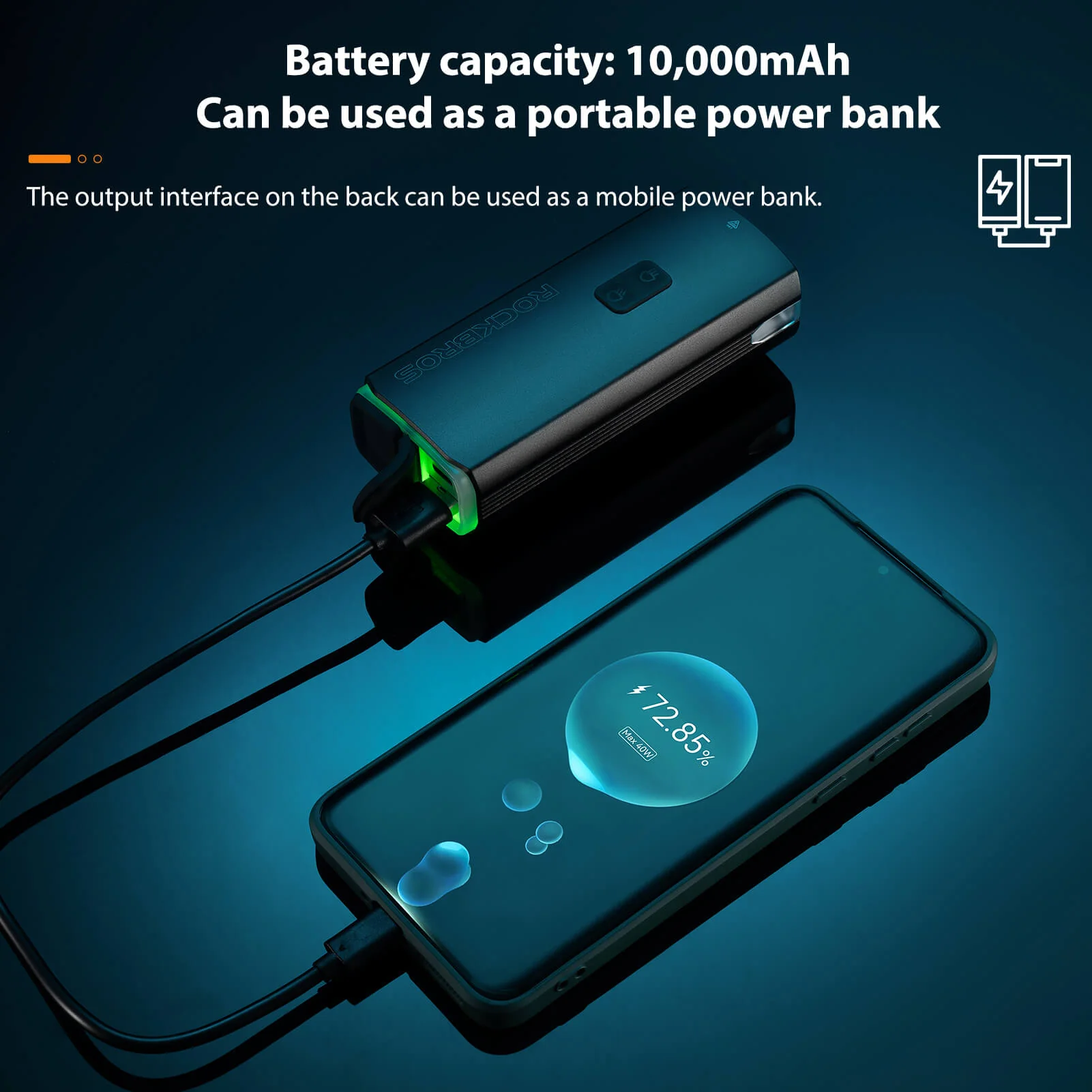 Bike Front Light 3000LM Waterproof USB Rechargeable Power Bank - Image 3