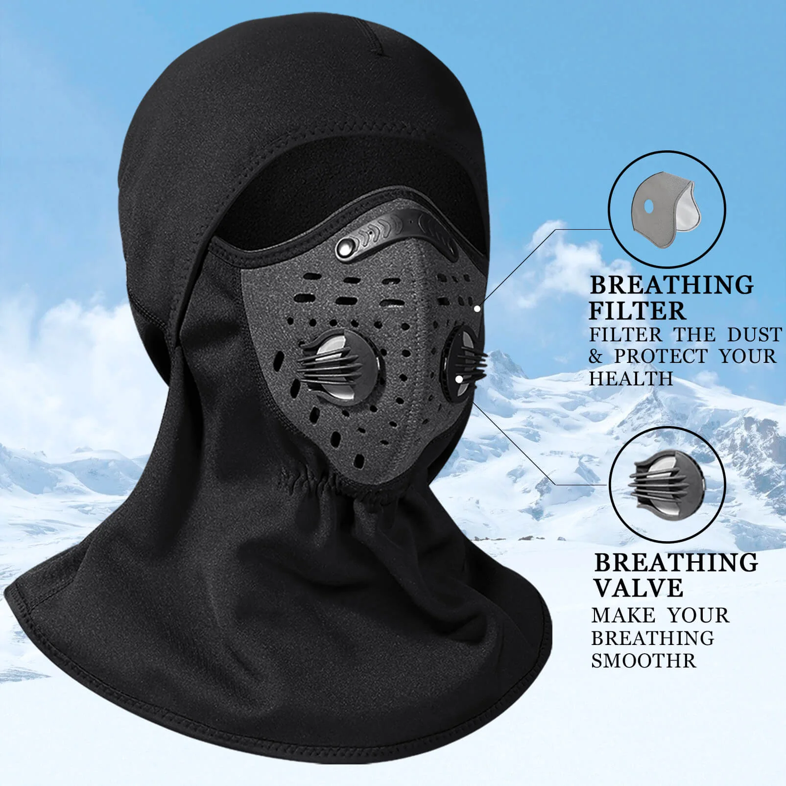 ROCKBROS Ski Mask Balaclava Winter Mask for Men Balaclava Cold Weather Thermal - Image 4