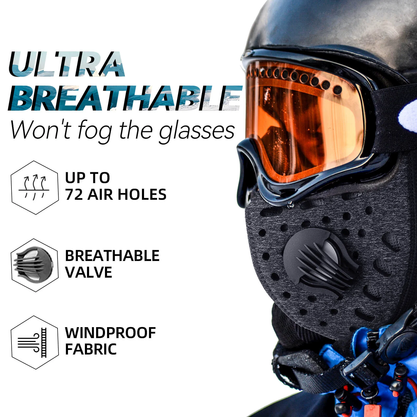 ROCKBROS Ski Mask Balaclava Winter Mask for Men Balaclava Cold Weather Thermal - Image 5