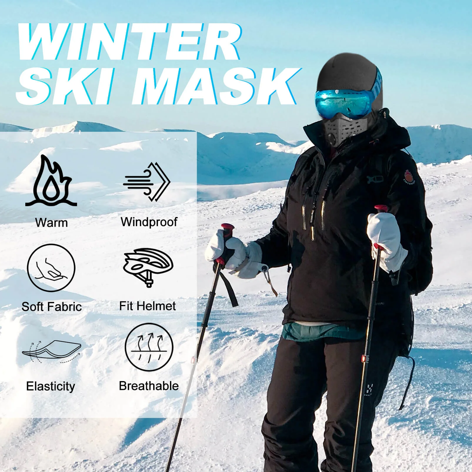 ROCKBROS Ski Mask Balaclava Winter Mask for Men Balaclava Cold Weather Thermal - Image 6