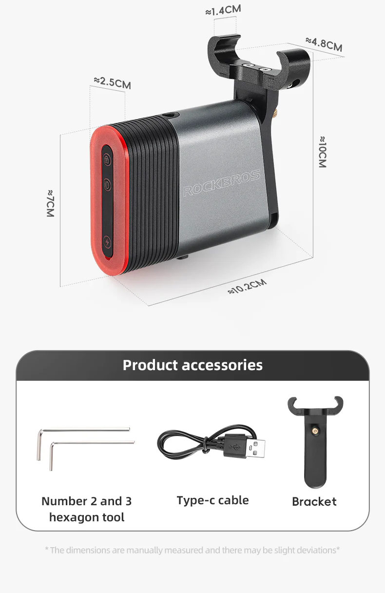 ROCKBROS Smart Bluetooth Bike Lock Light Brake Sensing Saddle Taillight USB-C IPX6 Waterproof - Image 12