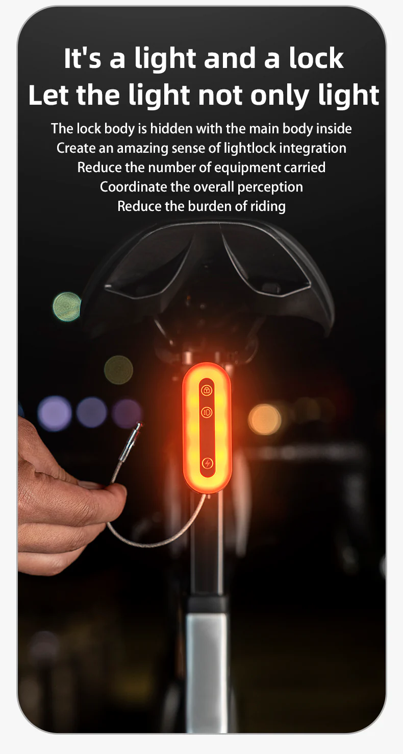 ROCKBROS Smart Bluetooth Bike Lock Light Brake Sensing Saddle Taillight USB-C IPX6 Waterproof - Image 13