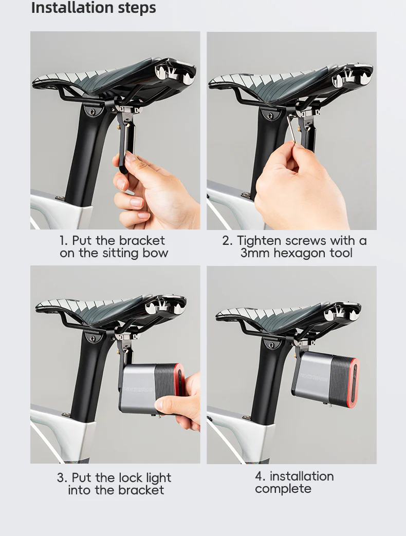 ROCKBROS Smart Bluetooth Bike Lock Light Brake Sensing Saddle Taillight USB-C IPX6 Waterproof - Image 22