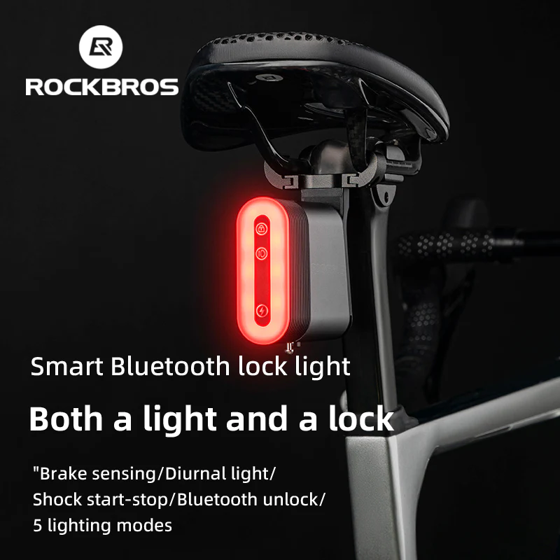 ROCKBROS Smart Bluetooth Bike Lock Light Brake Sensing Saddle Taillight USB-C IPX6 Waterproof - Image 5