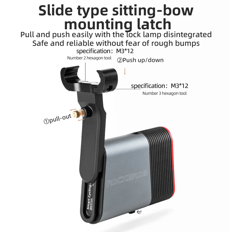 ROCKBROS Smart Bluetooth Bike Lock Light Brake Sensing Saddle Taillight USB-C IPX6 Waterproof - Image 9