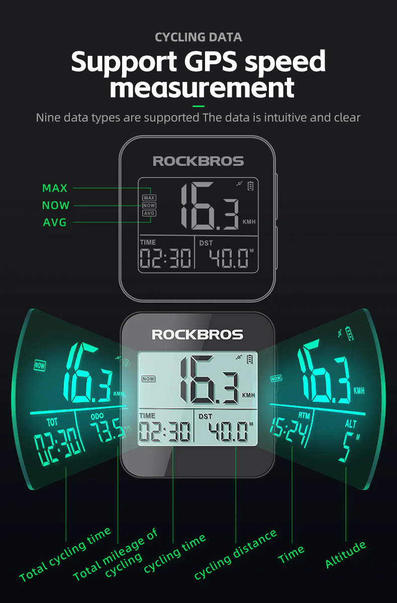 ROCKBROS Smart GPS Speedometer for MTB Road Bike IPX6 Waterproof Backlight Cycling Computer ABS Lightweight Wireless - Image 12