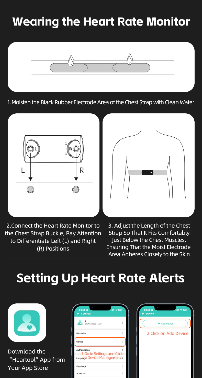 ROCKBROS Smart Heart Rate Monitor Belt Chest Strap ANT+ Bluetooth IP67 USB-C - Image 14