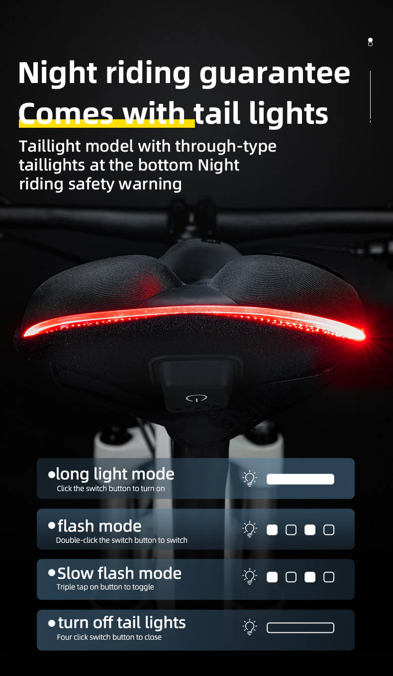 ROCKBROS Soft Bike Saddle Cover With LED Rear Light - Image 14
