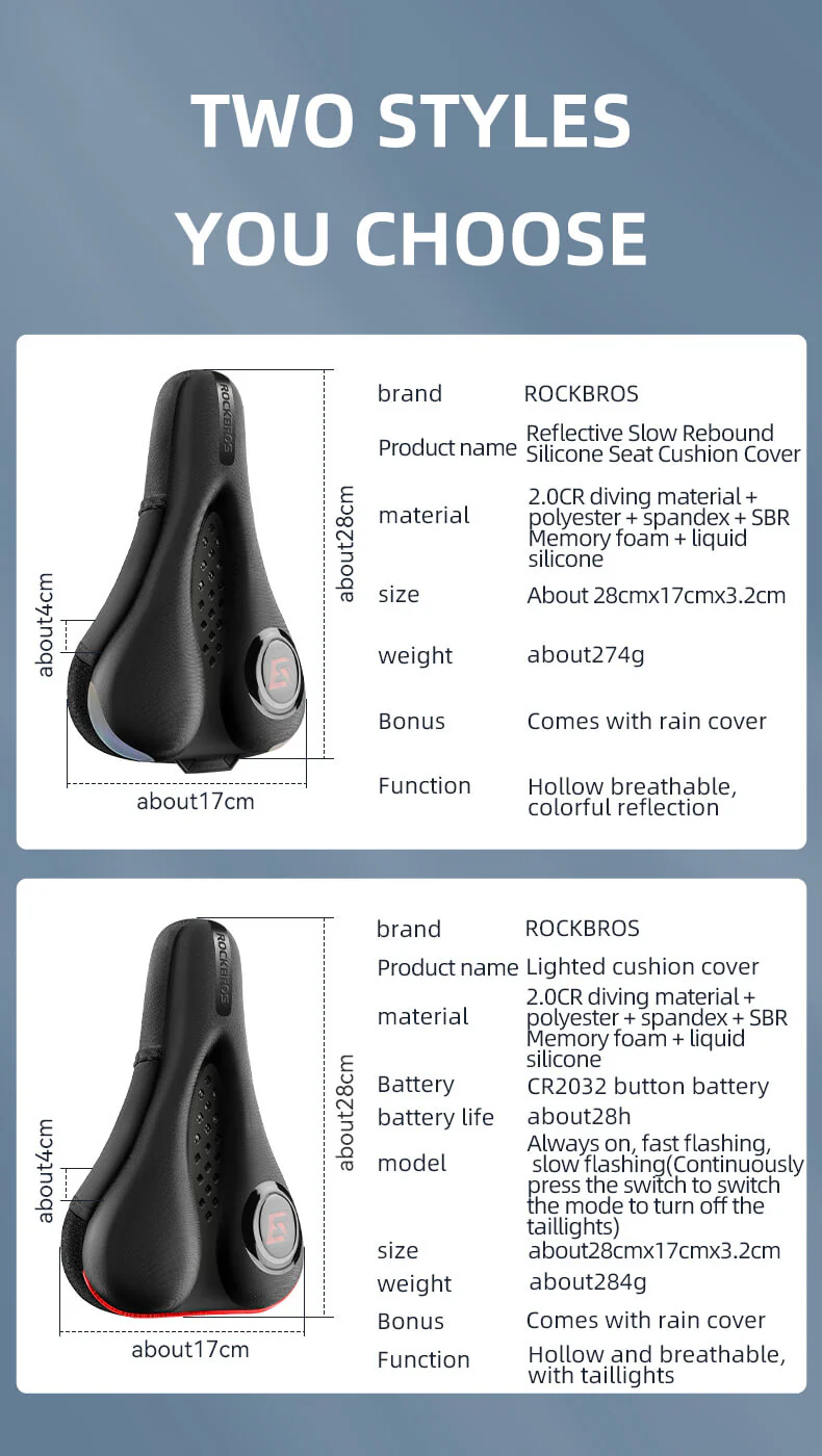 ROCKBROS Soft Bike Saddle Cover With LED Rear Light - Image 5