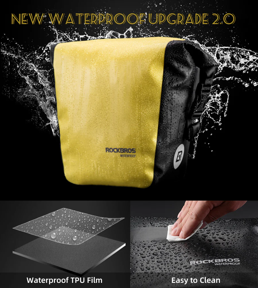 ROCKBROS Std Bicycle Pannier Bags in Yellow - Image 3