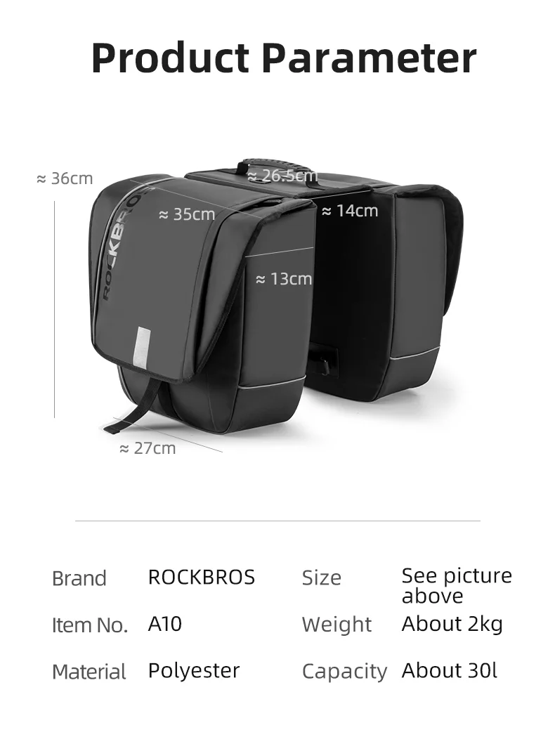 ROCKBROS Super Bicycle Pannier Bags in Black - Image 6