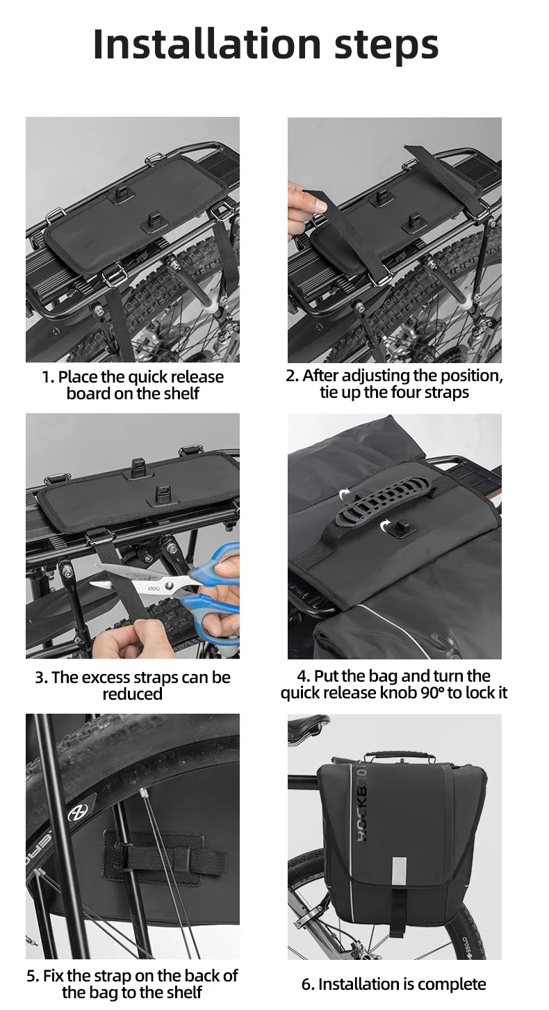ROCKBROS Super Bicycle Pannier Bags in Black - Image 9