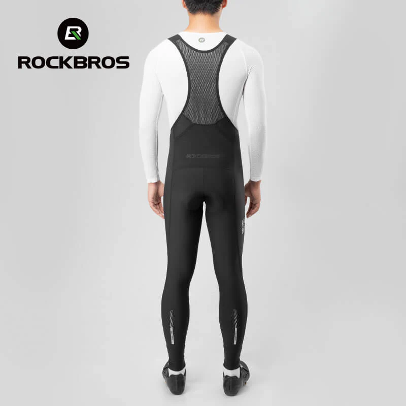 ROCKBROS Thermal Fleece Lined Bib Pants for Cycling - Image 4