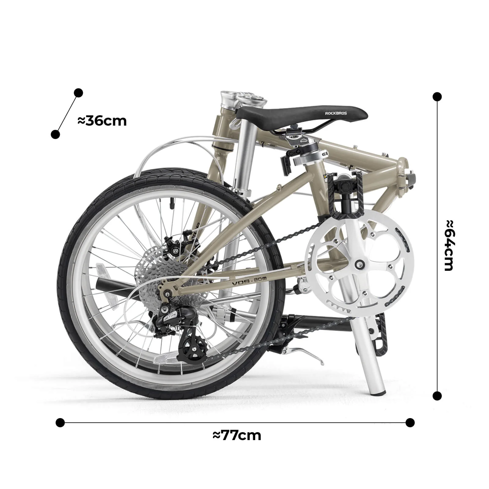 ROCKBROS VDS 20 Inch Folding Bike 8 Speed 11-32T Cassette Disc Brake - Image 21