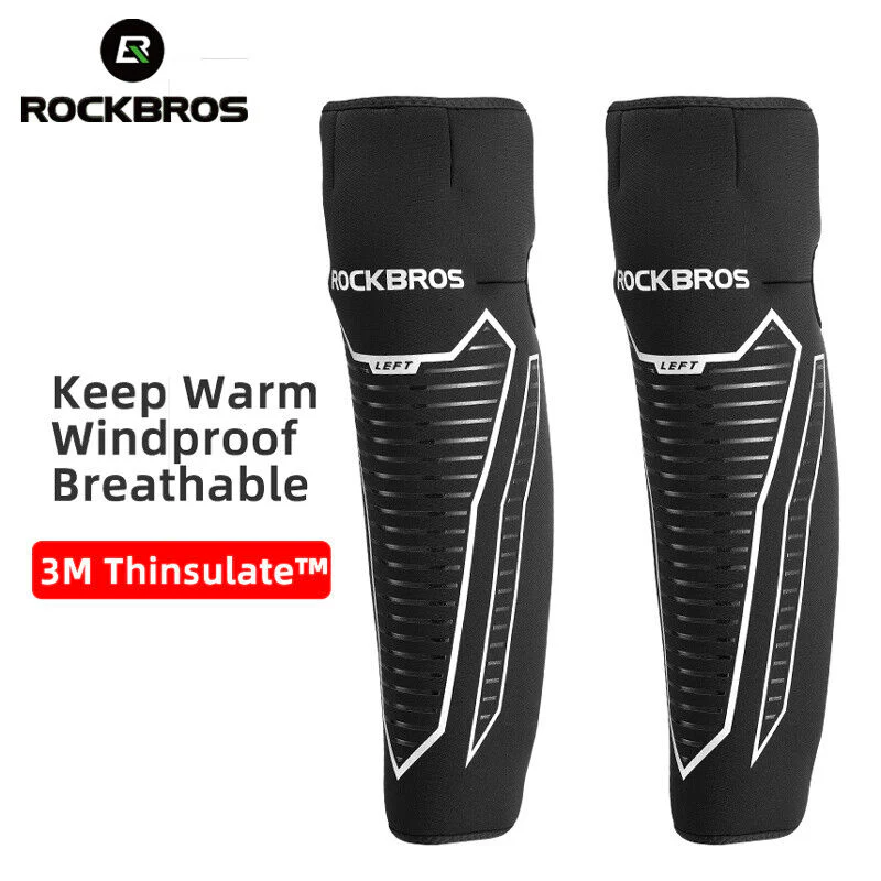ROCKBROS Warm Knee Pads Winter Leg Covers Fleece Thermal Windproof Reflective - Image 7
