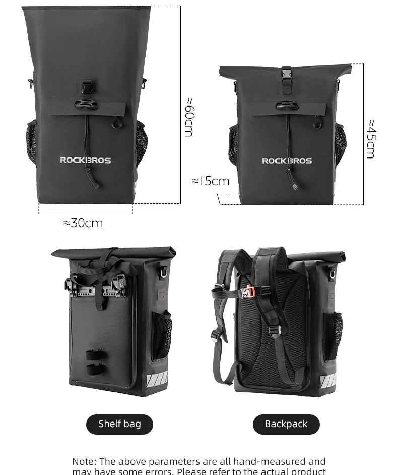 ROCKBROS Waterproof Bicycle Bike Rear Rack Bag Cycling Travel Trunk Bag 18L - Image 14