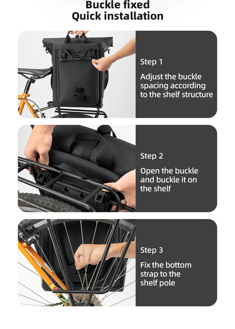 ROCKBROS Waterproof Bicycle Bike Rear Rack Bag Cycling Travel Trunk Bag 18L - Image 16