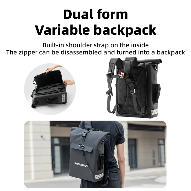 ROCKBROS Waterproof Bicycle Bike Rear Rack Bag Cycling Travel Trunk Bag 18L - Image 6