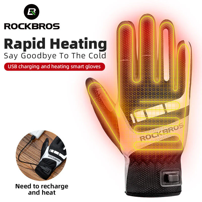 ROCKBRS Winter Gloves Cycling Electric Heated Glove USB Rechargeable Touchscreen - Image 2