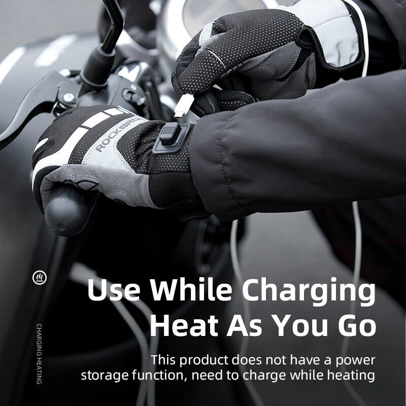 ROCKBRS Winter Gloves Cycling Electric Heated Glove USB Rechargeable Touchscreen - Image 3