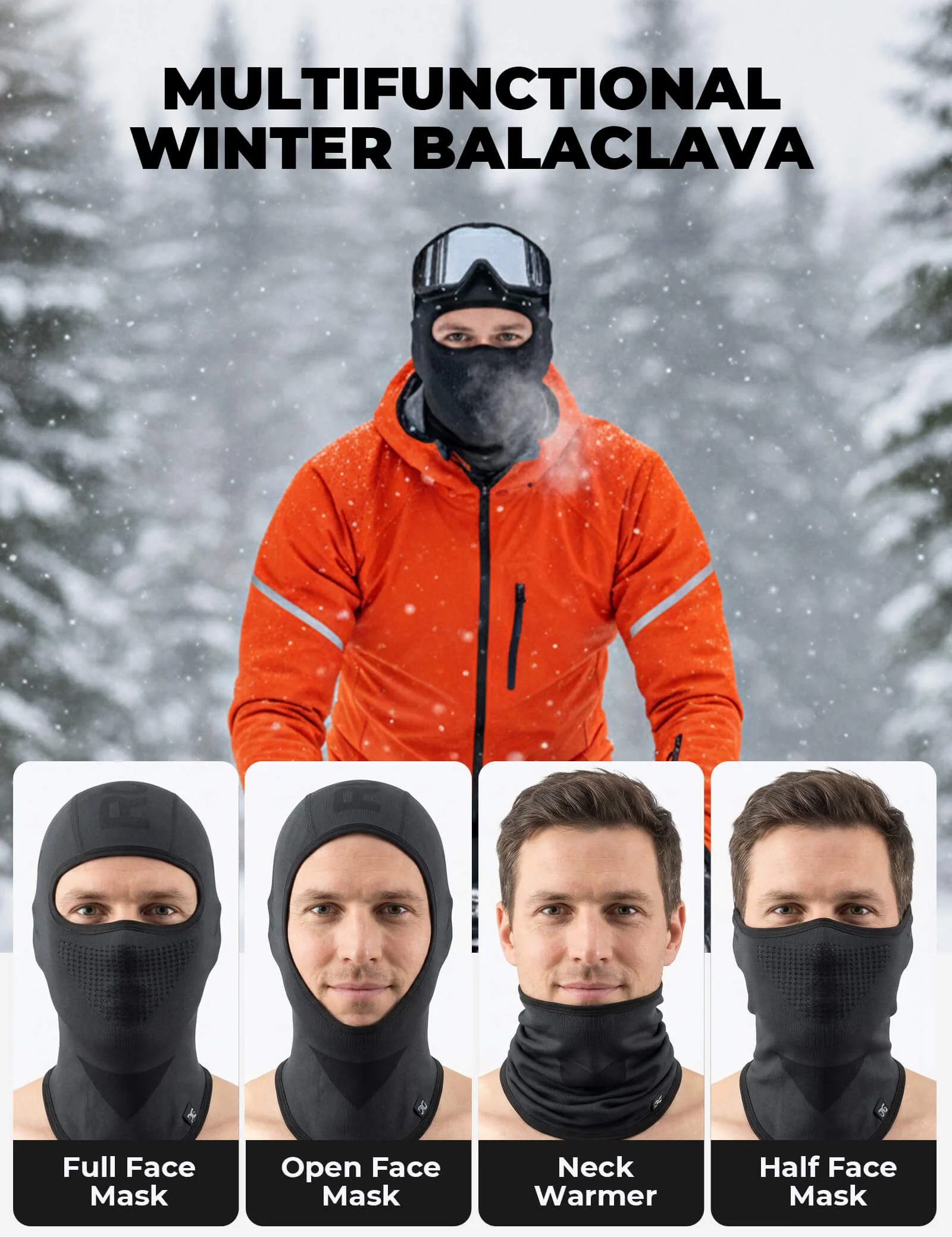 Seamless Knitted Face Mask Black - Image 7