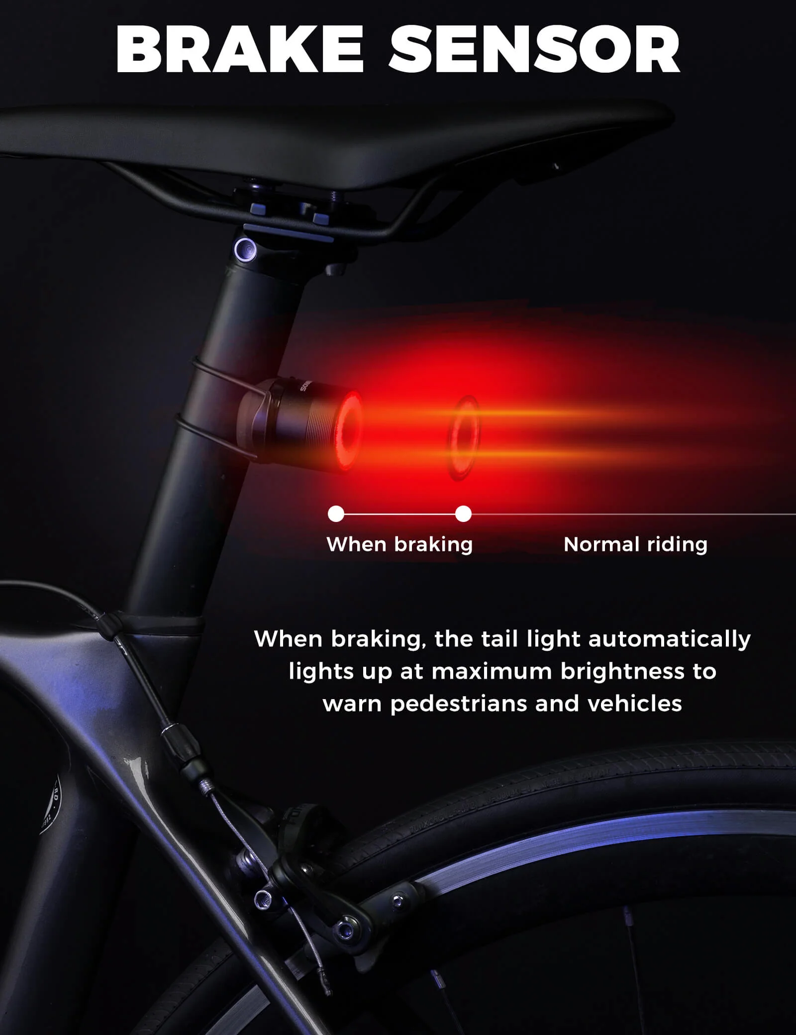 Smart Bike Rear Light Brake-Sensing Lightweight Safety Tail Light Q3 - Image 5