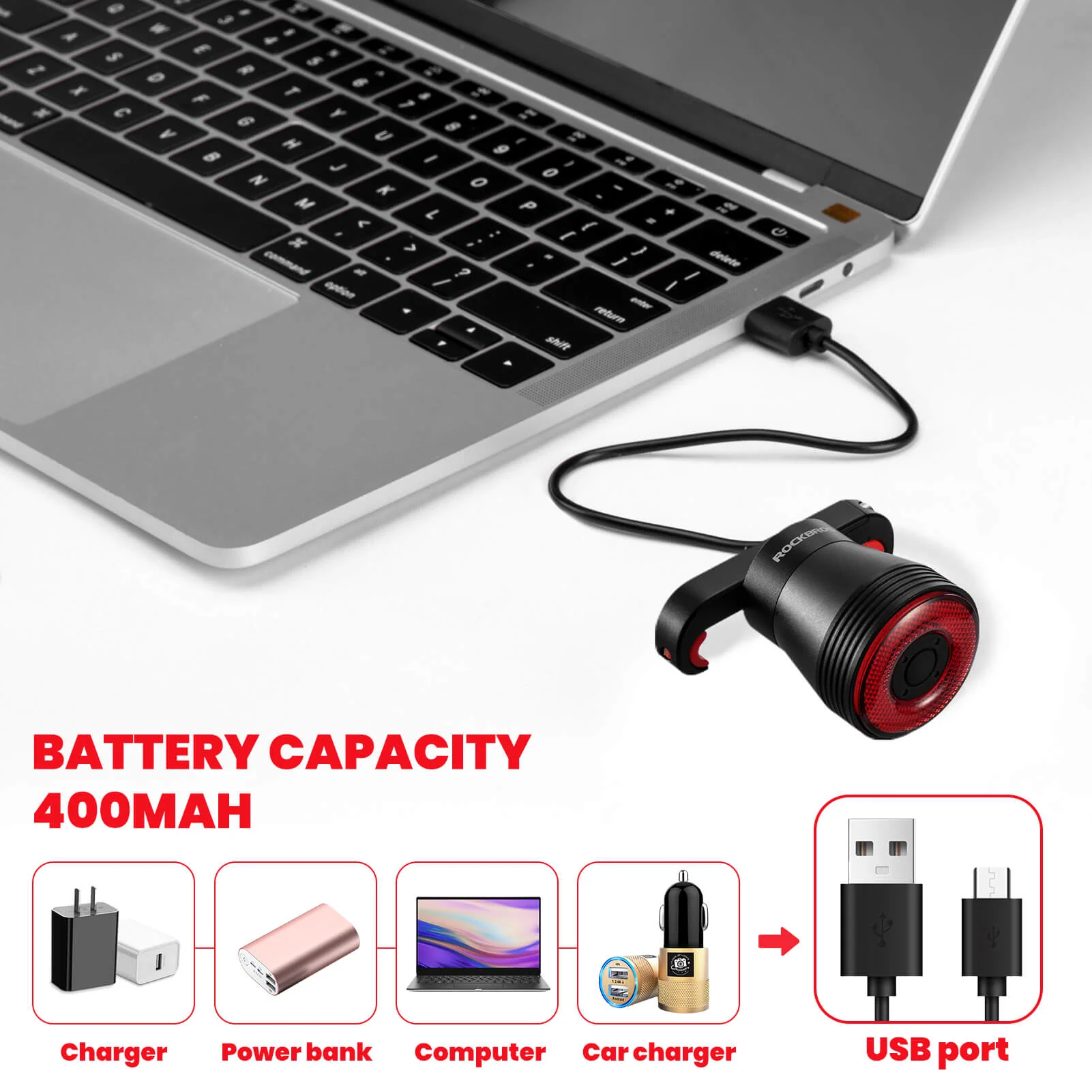 Smart Bike Tail Light Q5 Brake-Sensing 50-Hour Battery and Dual Mount - Image 9