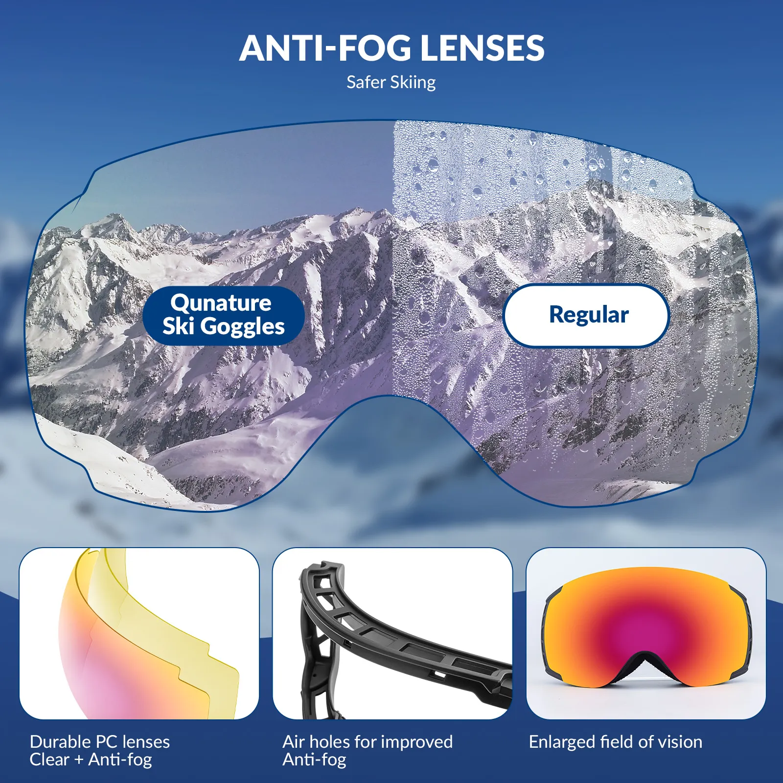Spherical Anti-Fog Ski Goggles Double Lens OTG Unisex - Image 10