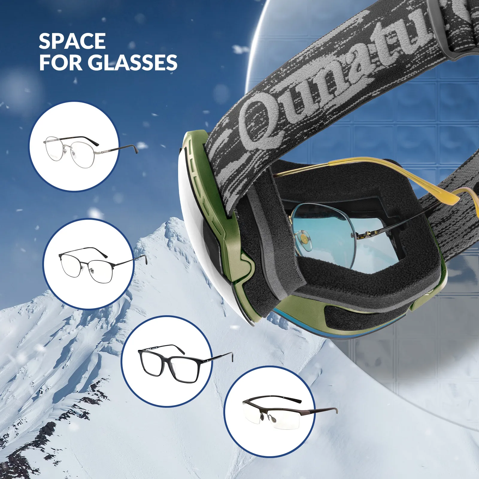 Spherical Anti-Fog Ski Goggles Double Lens OTG Unisex - Image 14
