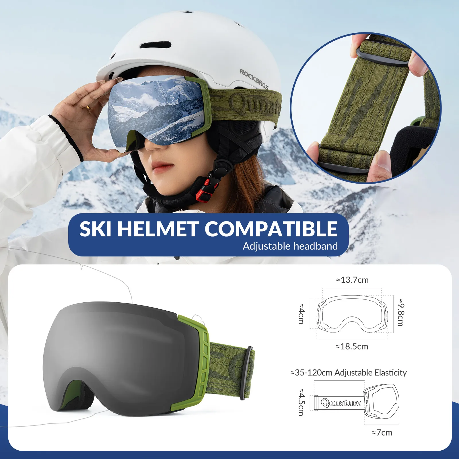 Spherical Anti-Fog Ski Goggles Double Lens OTG Unisex - Image 15