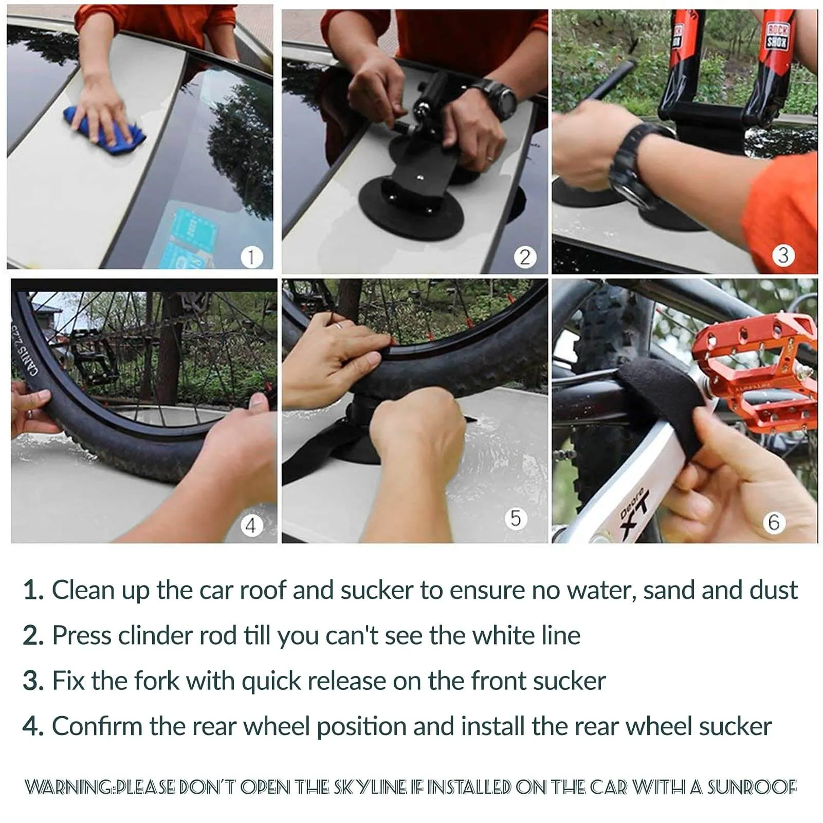 Suction Cup Car Roof Bike Rack Quick-Install Heavy Duty Mount for 1–3 Bikes - Image 7
