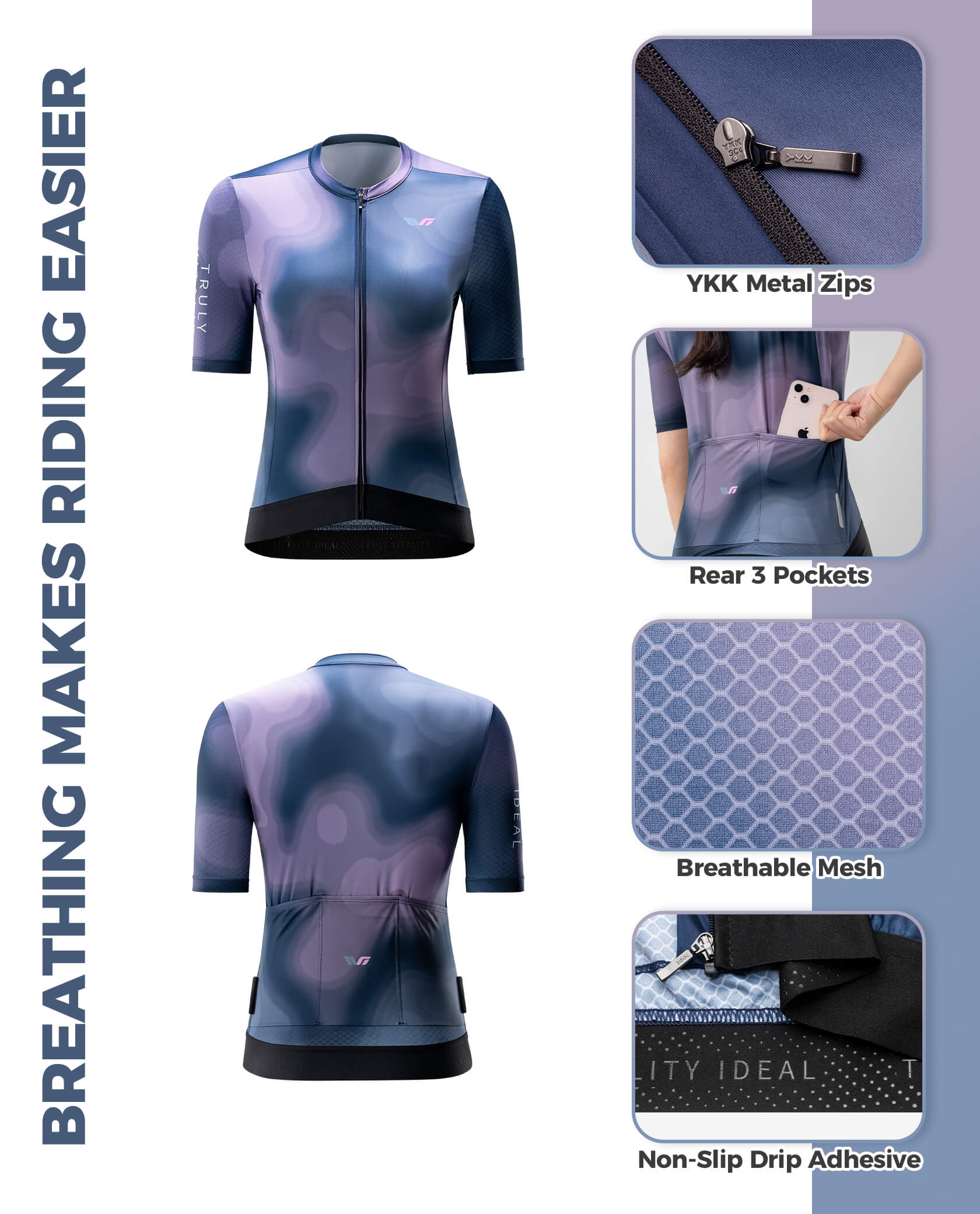 TVI Women’s Cycling Jersey Breathable Short Sleeve Silent Future - Image 4