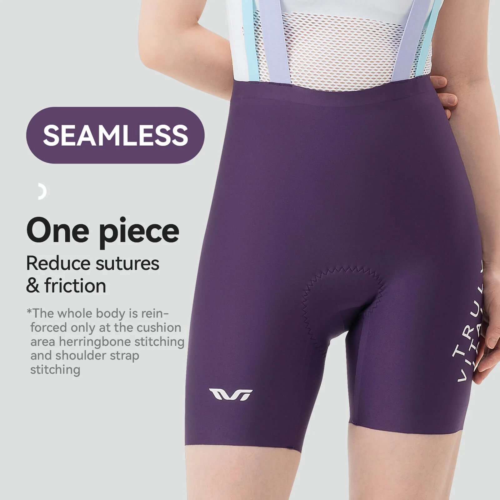 TVI Women's Seamless Cycling Bib Shorts Ultra Breathable One-Piece Bike Shorts Liner - Image 10