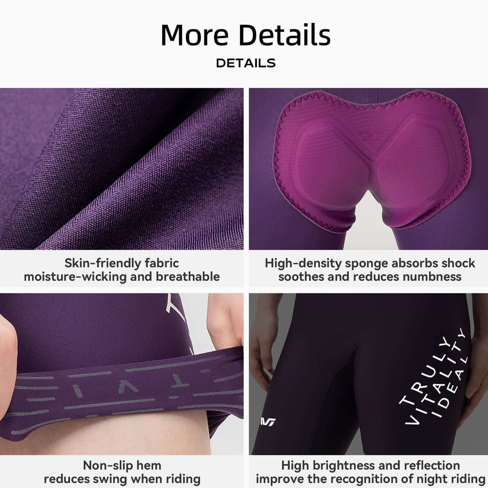 TVI Women's Seamless Cycling Bib Shorts Ultra Breathable One-Piece Bike Shorts Liner - Image 5