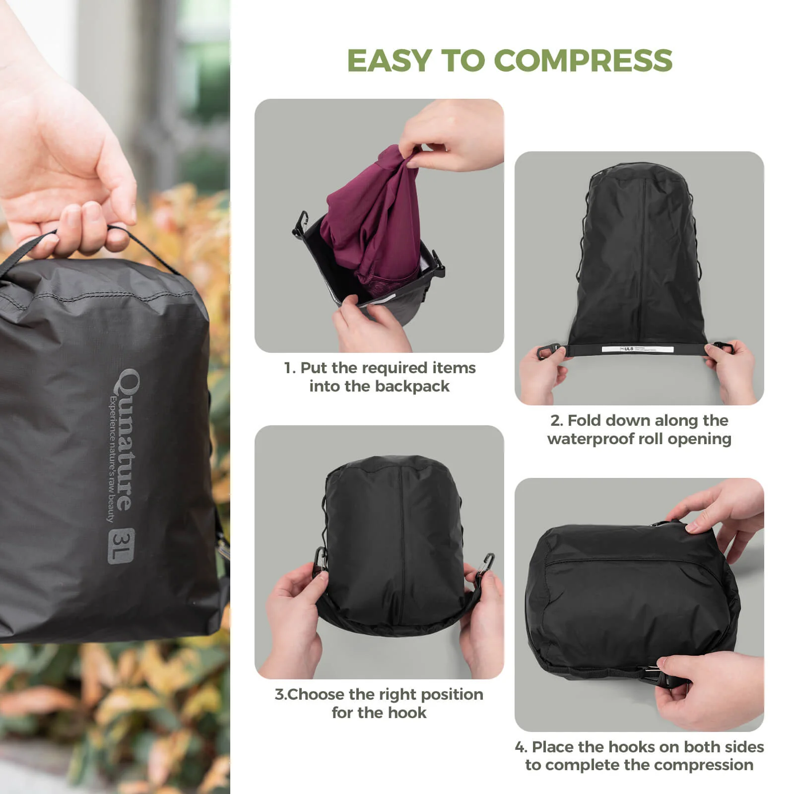 QUNATURE Ultra-Light Waterproof Compression Sack 3L-12L - Image 18
