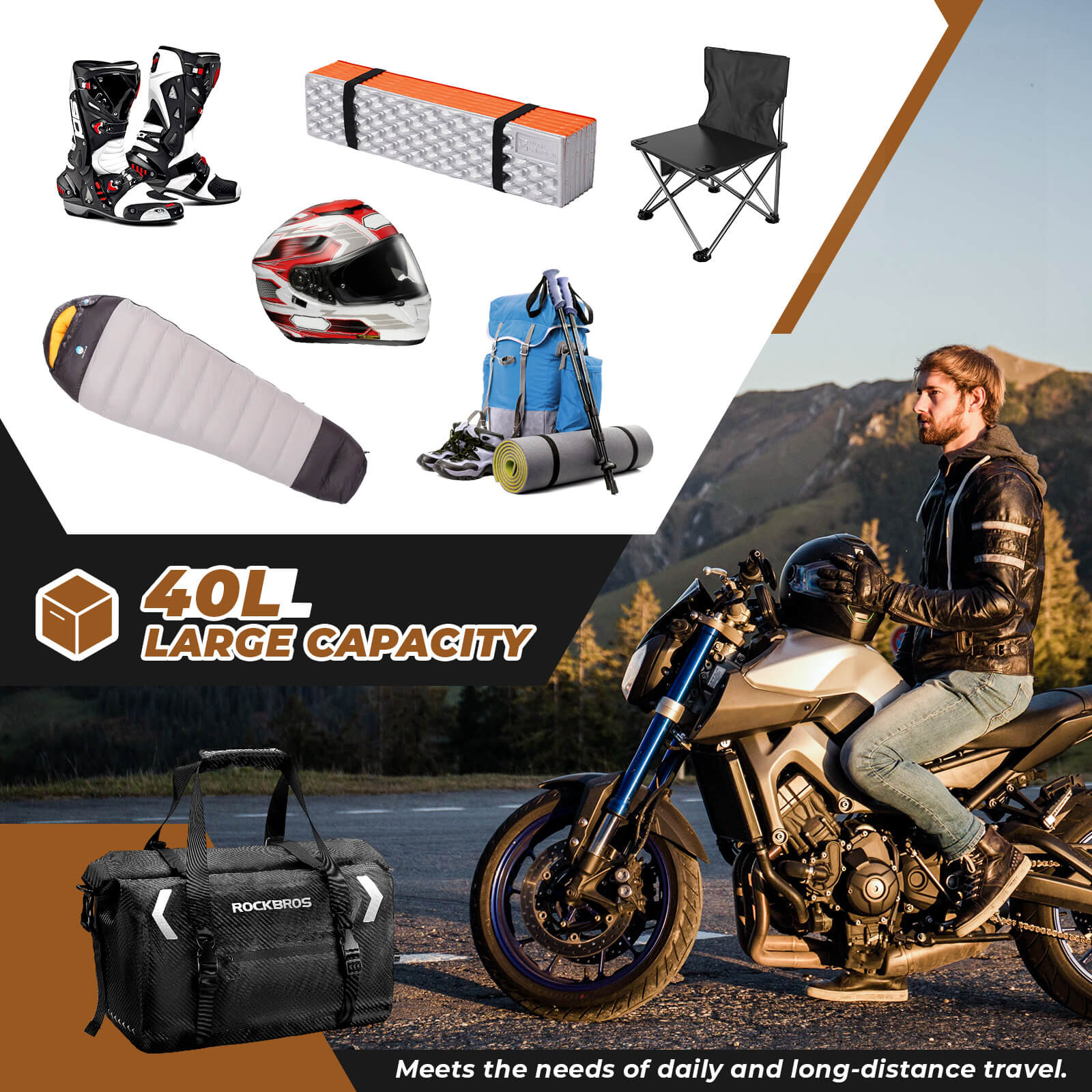 Ultra-Tough Motorcycle Rear Tail Bag Waterproof Rear Seat Luggage 20L-60L - Image 14