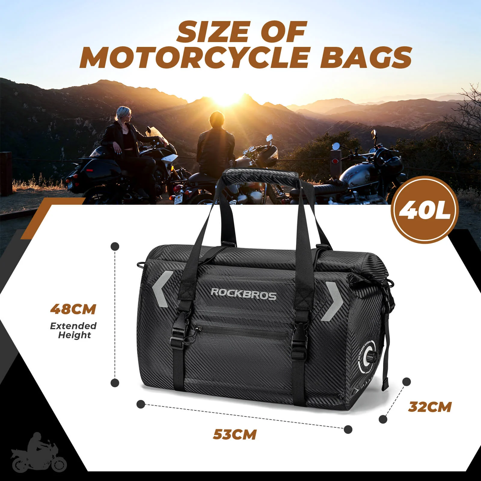 Ultra-Tough Motorcycle Rear Tail Bag Waterproof Rear Seat Luggage 20L-60L - Image 15