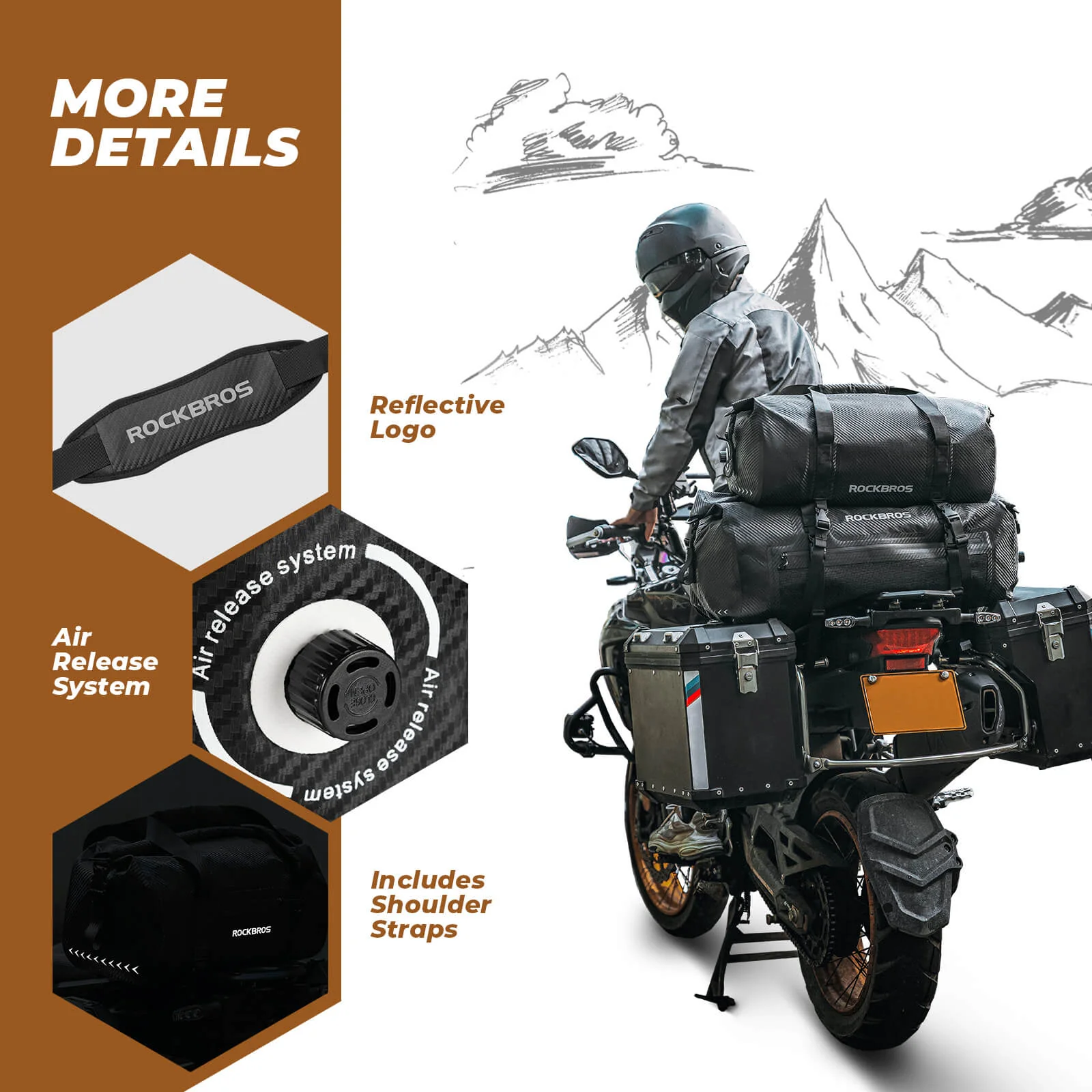 Ultra-Tough Motorcycle Rear Tail Bag Waterproof Rear Seat Luggage 20L-60L - Image 17