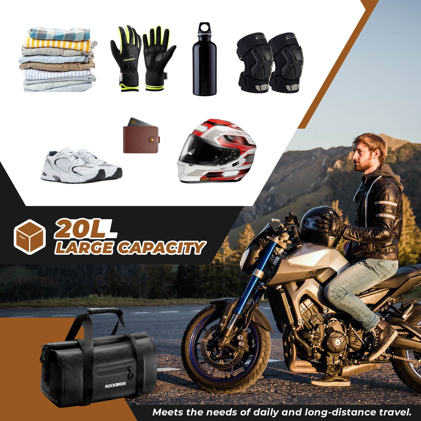 Ultra-Tough Motorcycle Rear Tail Bag Waterproof Rear Seat Luggage 20L-60L - Image 2