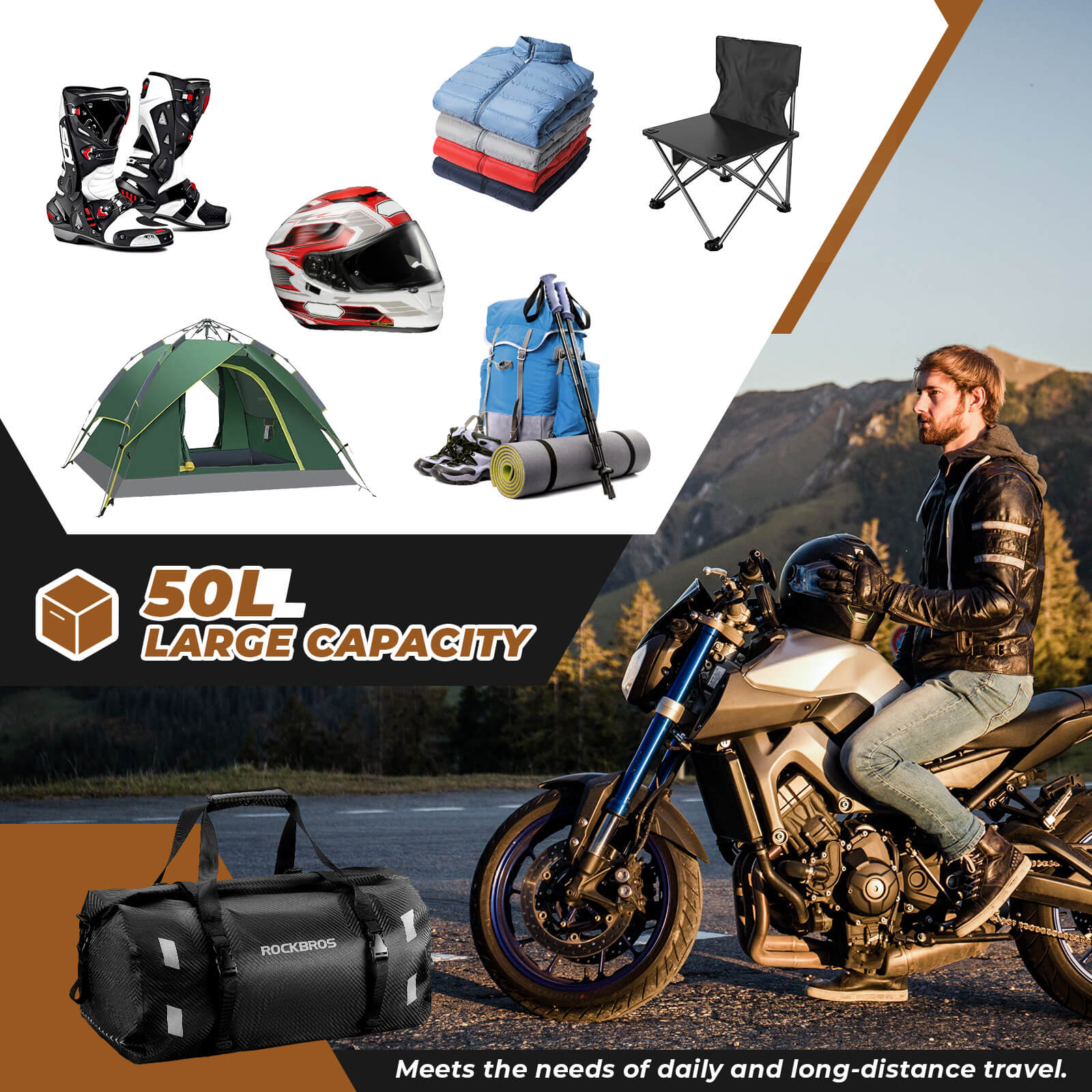 Ultra-Tough Motorcycle Rear Tail Bag Waterproof Rear Seat Luggage 20L-60L - Image 20