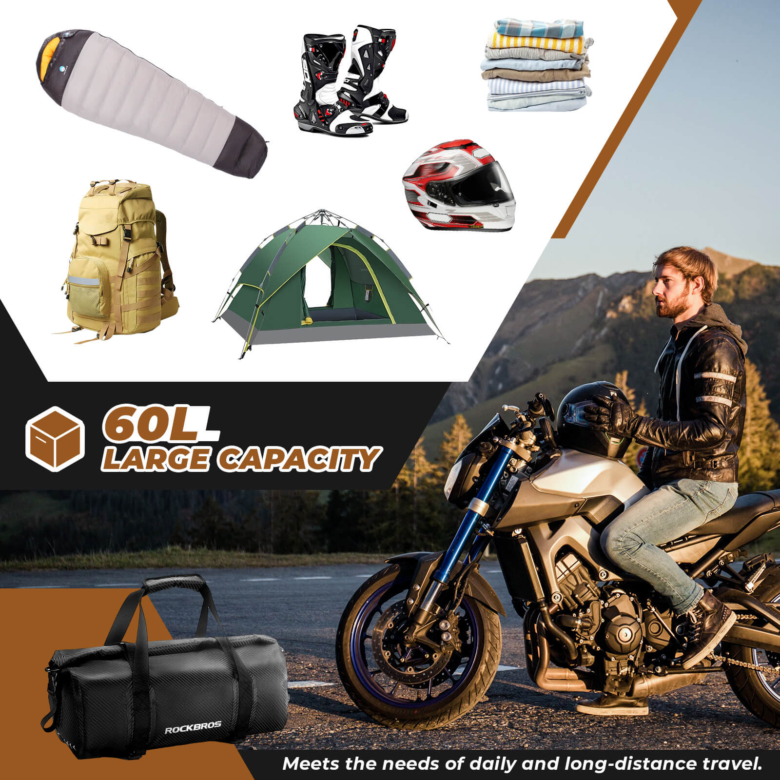 Ultra-Tough Motorcycle Rear Tail Bag Waterproof Rear Seat Luggage 20L-60L - Image 26