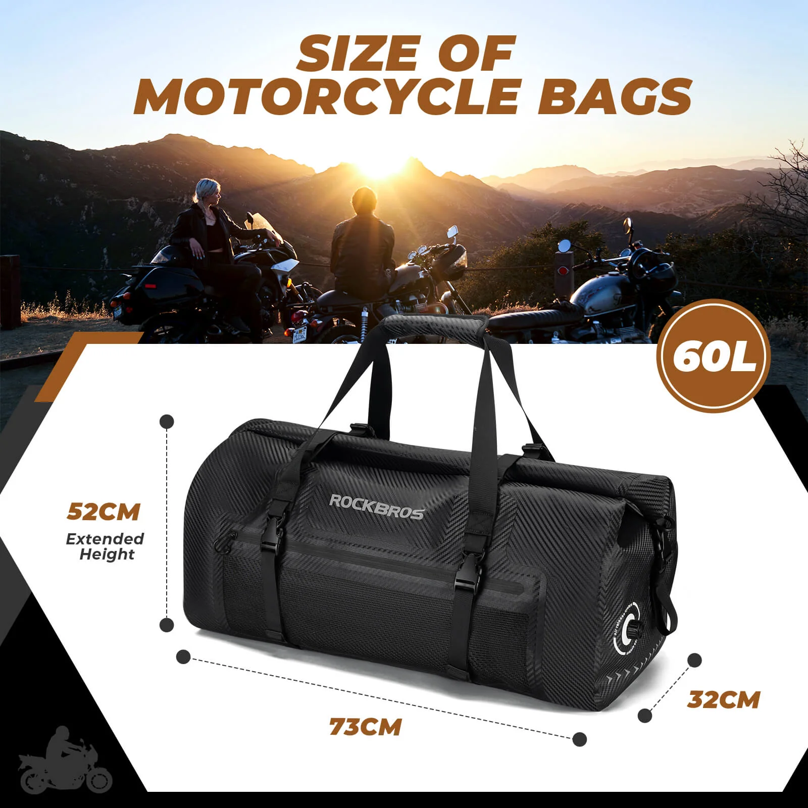 Ultra-Tough Motorcycle Rear Tail Bag Waterproof Rear Seat Luggage 20L-60L - Image 27